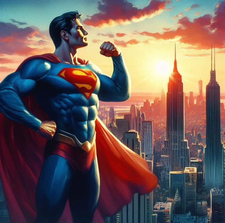 Superman Sunset Cityscape Jigsaw Puzzle
