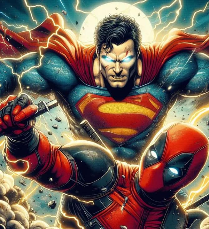 Superman Vs Deadpool Artwork Print Poster