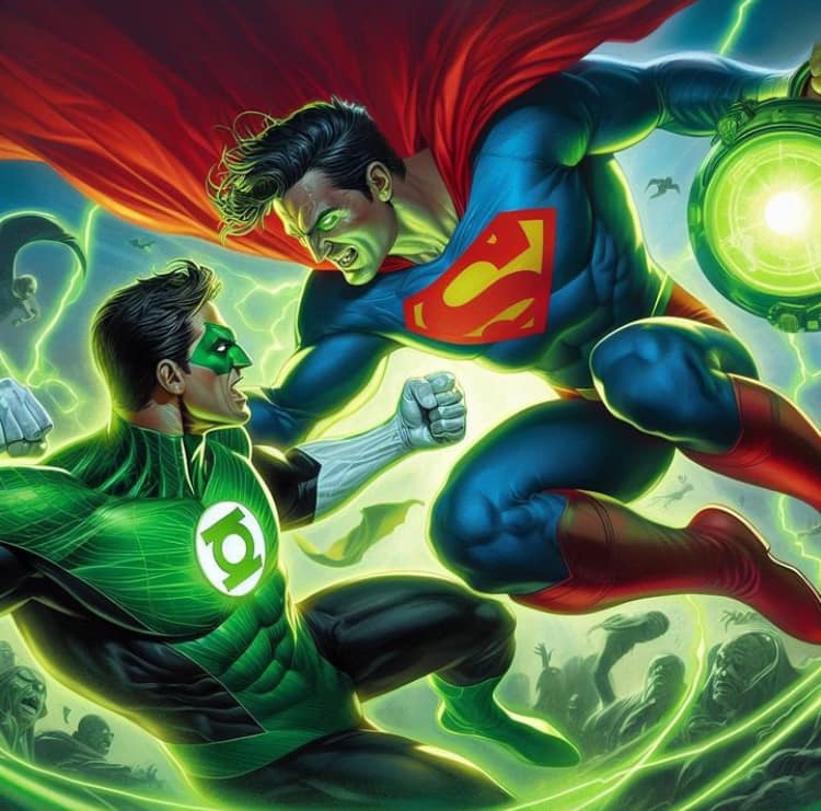 Superman Vs Green Lantern Action Scene Jigsaw Puzzle