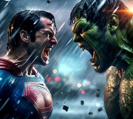 Superman Vs Hulk Showdown Print Poster