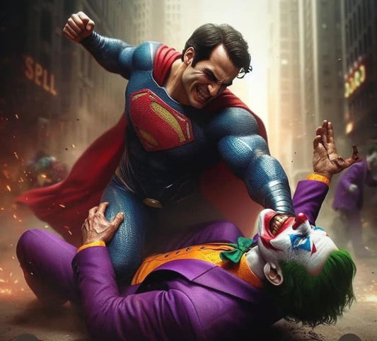 Superman Vs Joker Battle Scene Print Poster