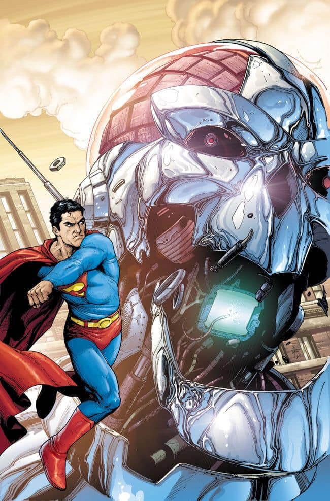 Superman Vs Robot Battle Print Poster