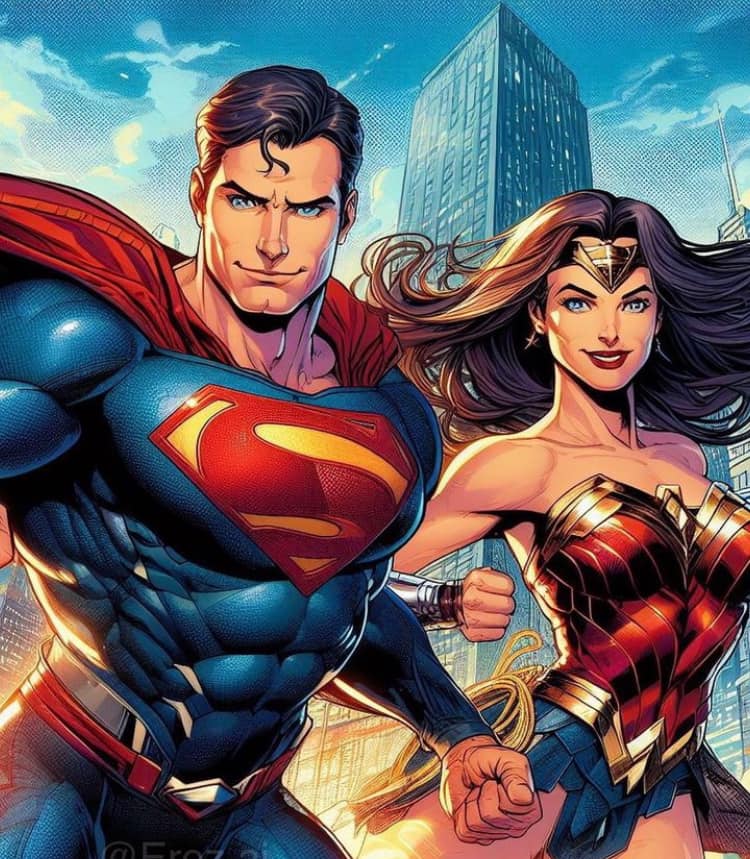 Superman Wonderwoman Comic Art Jigsaw Puzzle