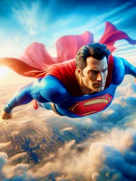 Superman Flying Sky Print Poster