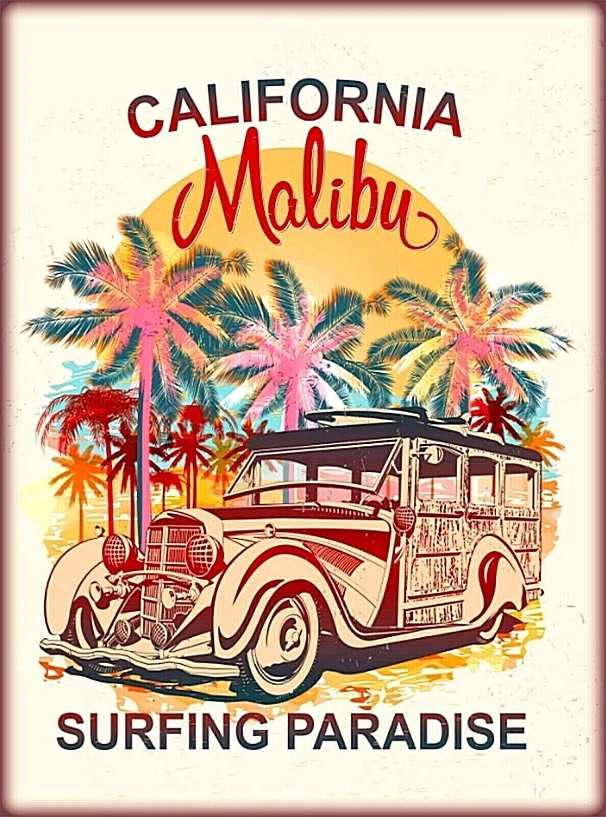 Surfing Paradise Malibu California Retro Us Travel Art 300 Piece Jigsaw Puzzle