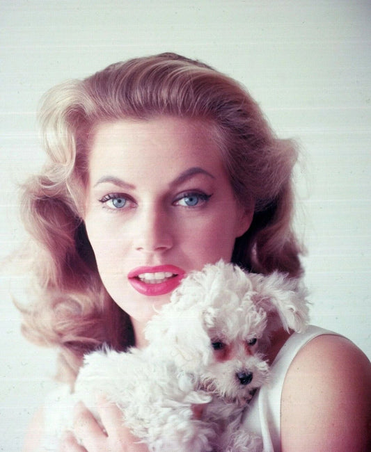Swedish Actress Anita Ekberg & Dog Pin Up Picture Keychain Reprint