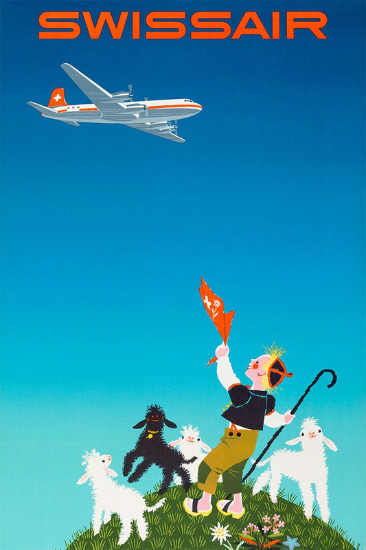 Swissair Airline Of Switzerland 1960S Vintage Travel Jigsaw Puzzle