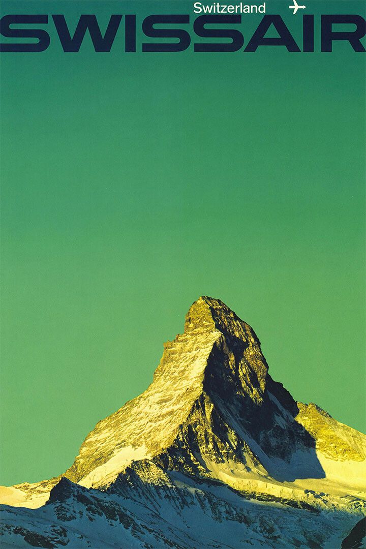 Swissair Mountain Vintage Travel Painting Jigsaw Puzzle