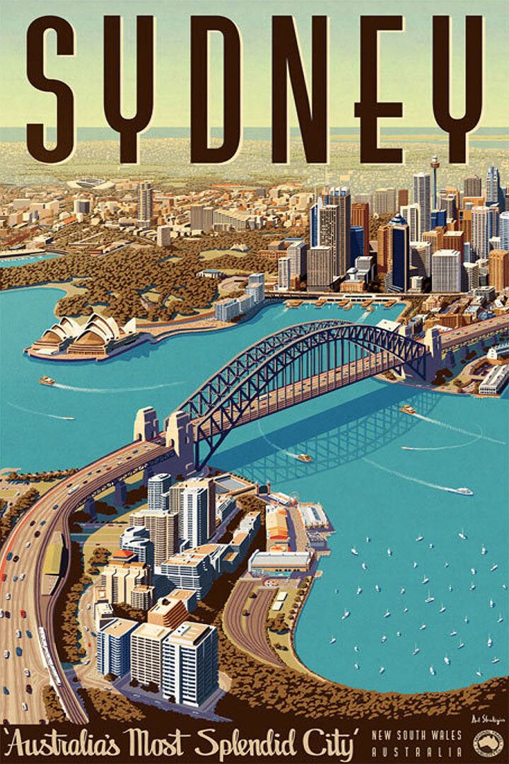 Sydney Australia City View Vintage Style Travel Jigsaw Puzzle