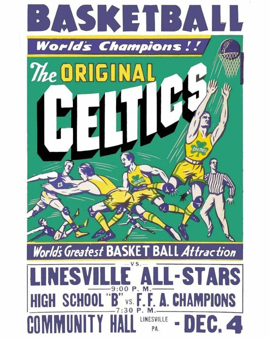 The Original Celtics Keychain Basketball Ny Picture Vs Linesville All Stars