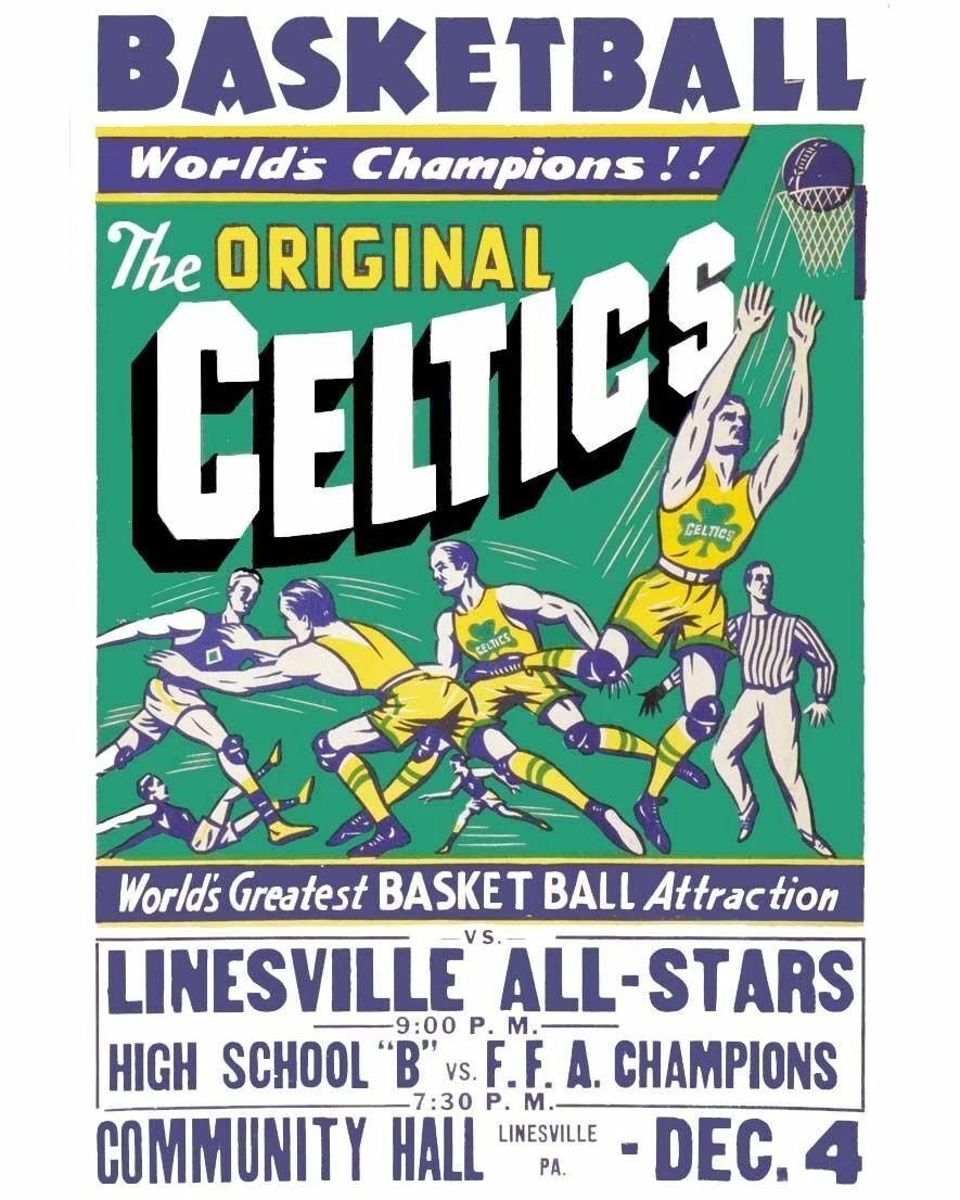 The Original Celtics Magnet Basketball Ny Picture Vs Linesville All Stars