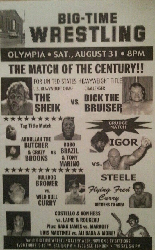 The Sheik Vs Dick The Bruiser Photo Wrestling Picture Wwf Wild Bill Curry