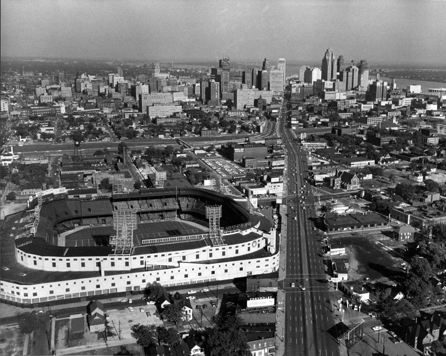 Tiger Stadium Photo Baseball Mlb Picture Detroit Tigers Aerial W City View