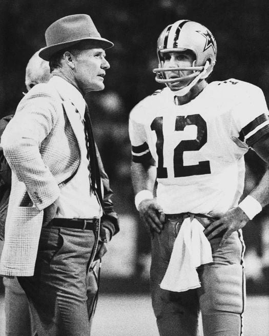 Tom Landry And Roger Staubach Glossy Magnet Dallas Cowboys Print