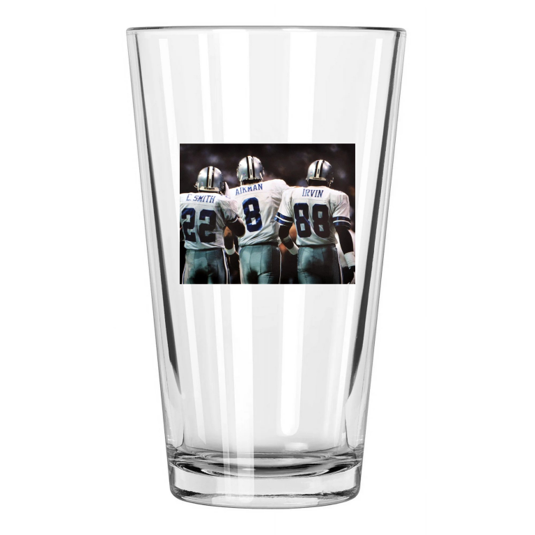Troy Aikman, Michael Irvin And Emmitt Smith Dallas Cowboys Pint Beer Glass