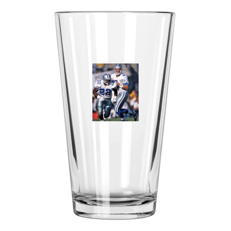 Troy Aikman And Emmitt Smith Photo Dallas Cowboys Pint Beer Drinking Glass
