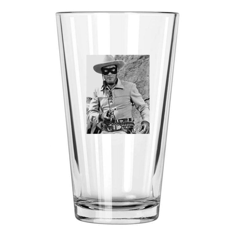 Tv Show Clayton Moore As The Lone Ranger Photo Western Pint Beer Drinking Glass