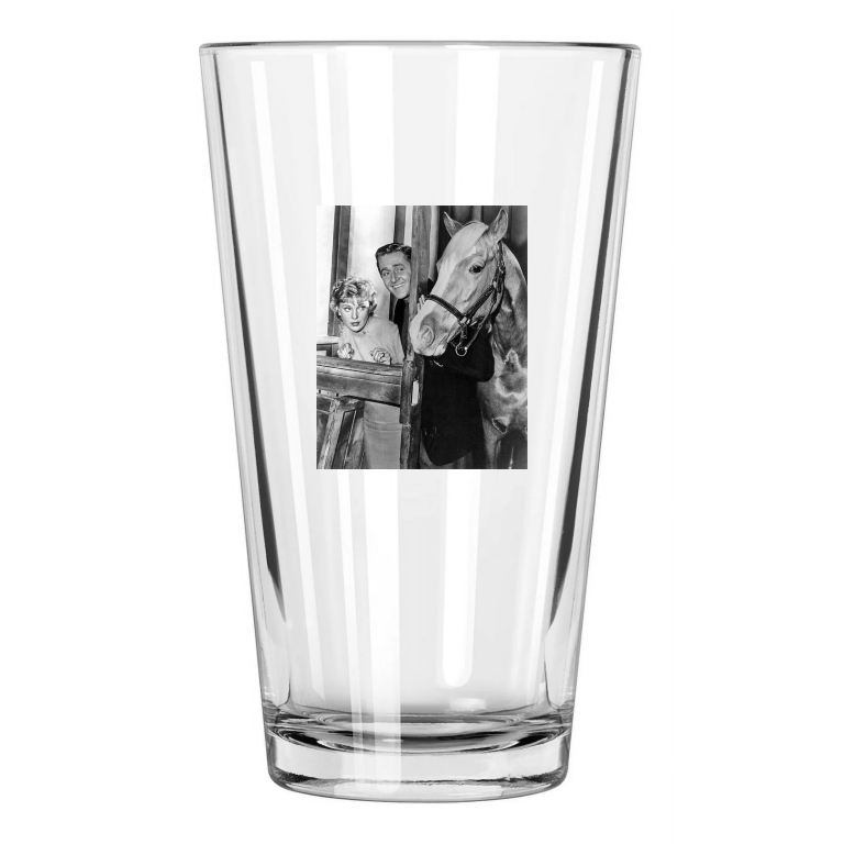 Tv Show Mister Ed Photo Alan Young And Connie Hines Pint Beer Drinking Glass
