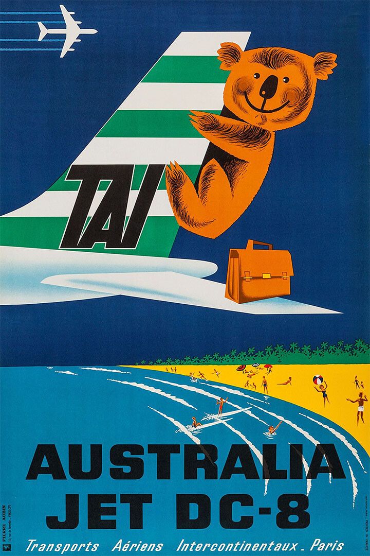 Tai French Airline Australia 1950S Vintage Airline Travel Magnet