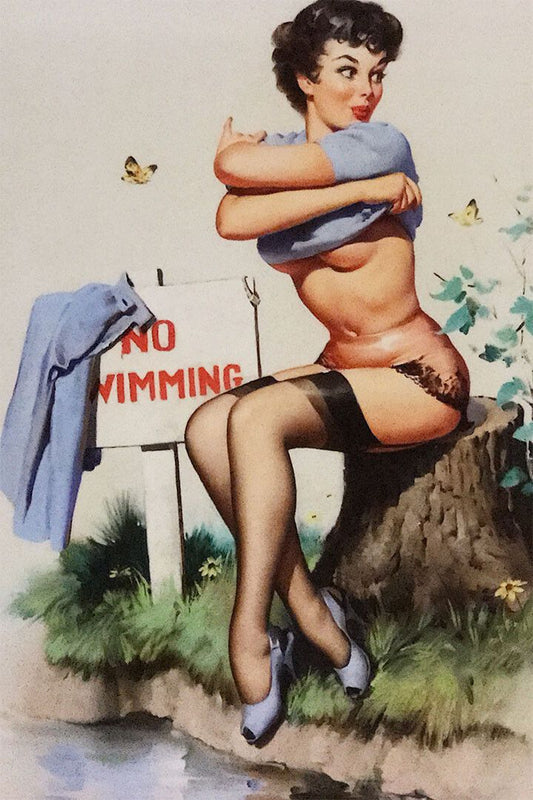 Taking A Chance 1962 Vintage Pinup No Swimming Jigsaw Puzzle