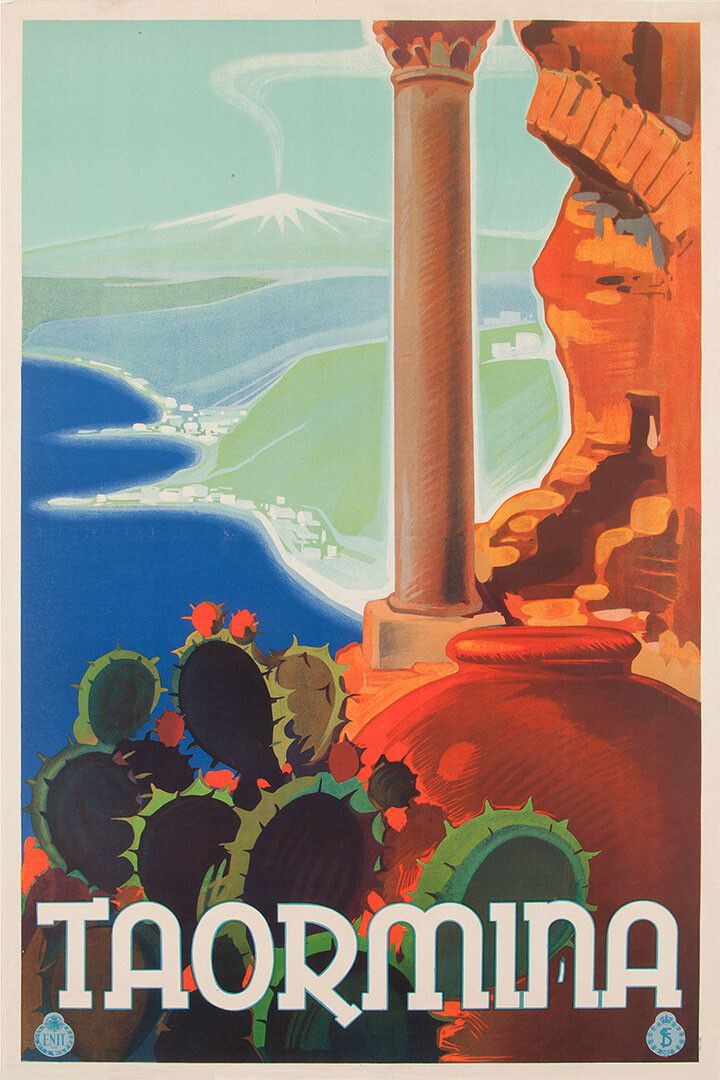 Taormina Italy Vintage Style 1930S Sicilian Travel Jigsaw Puzzle