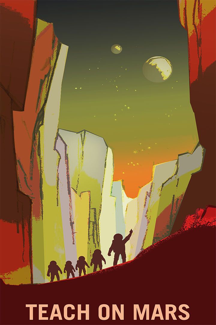 Teach On Mars Retro Outer Space Nasa Travel Jigsaw Puzzle