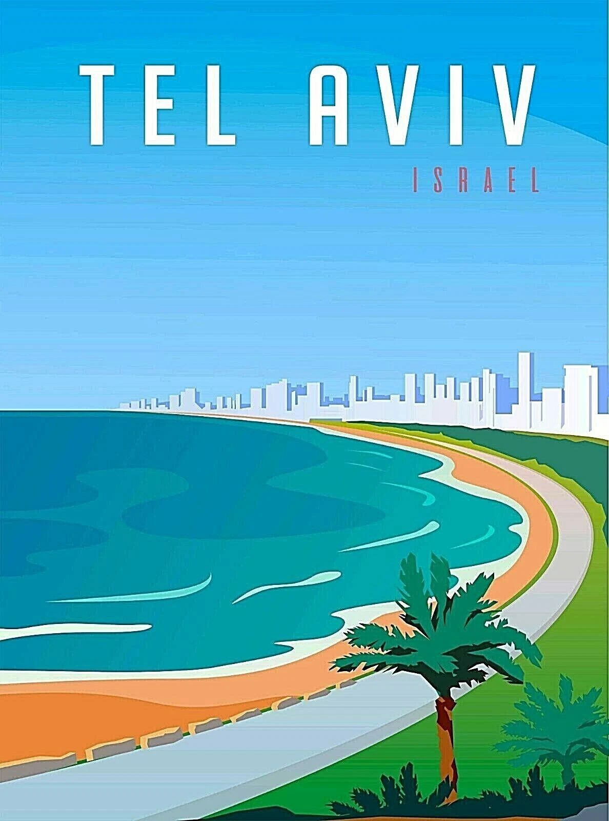 Tel Aviv Israel Beach Retro Travel Advertisement Art Deco 300 PCS Jigsaw Puzzle
