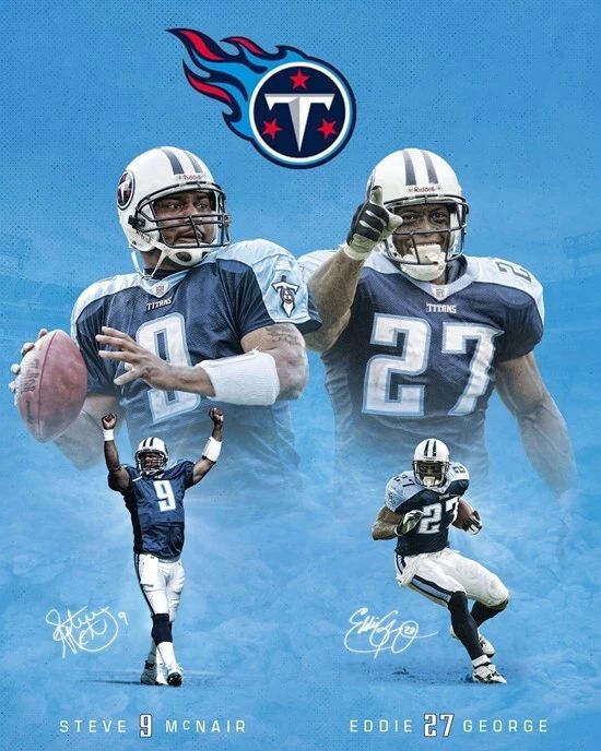 Tennessee Titans Steve Mcnair And Eddie George Glossy Keychain Football Keychain