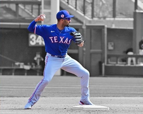 Texas Rangers Marcus Semien Glossy Keychain Spotlight Print Baseball Keychain