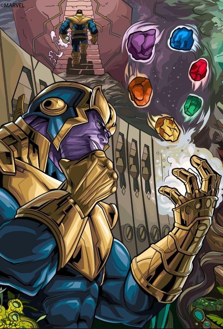 Thanos Infinity Stones Illustration Print Poster