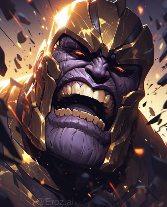 Thanos Portrait Reacting To Battle Print Poster