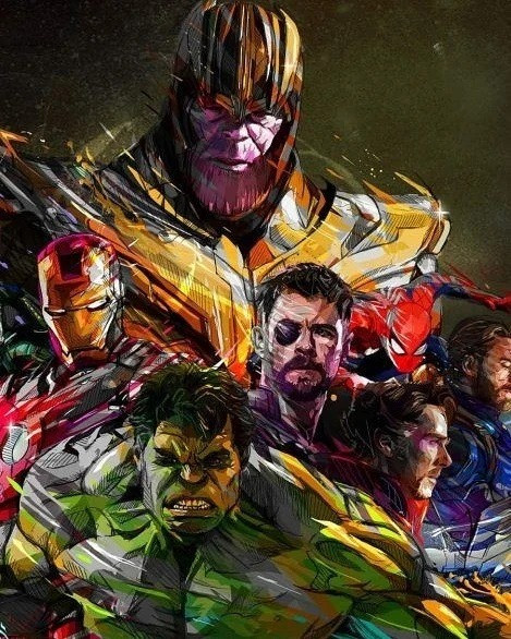 Thanos And Avengers Group 5936 Print Poster