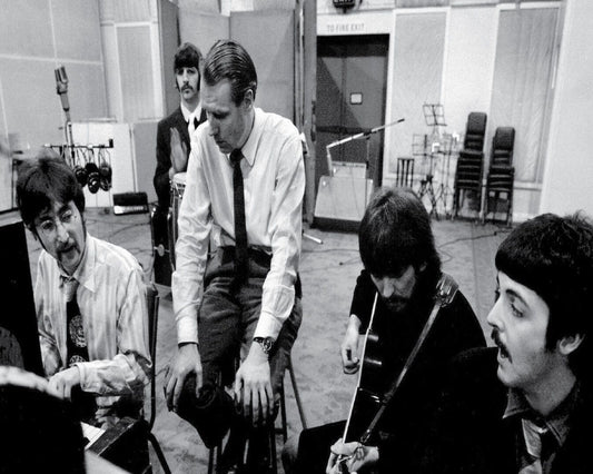 The Beatles In Studio Producer George Martin Old Keychain 8 X 10 Reprint