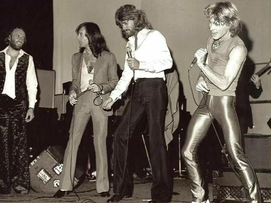 The Bee Gees With Brother Andy Gibb On Stage Picture Magnet Reprint