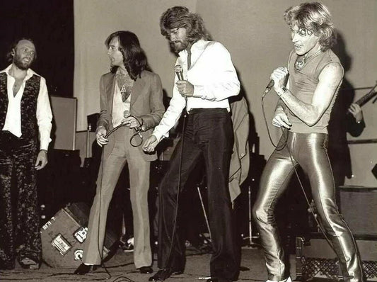 The Bee Gees With Brother Andy Gibb On Stage Picture Keychain Reprint