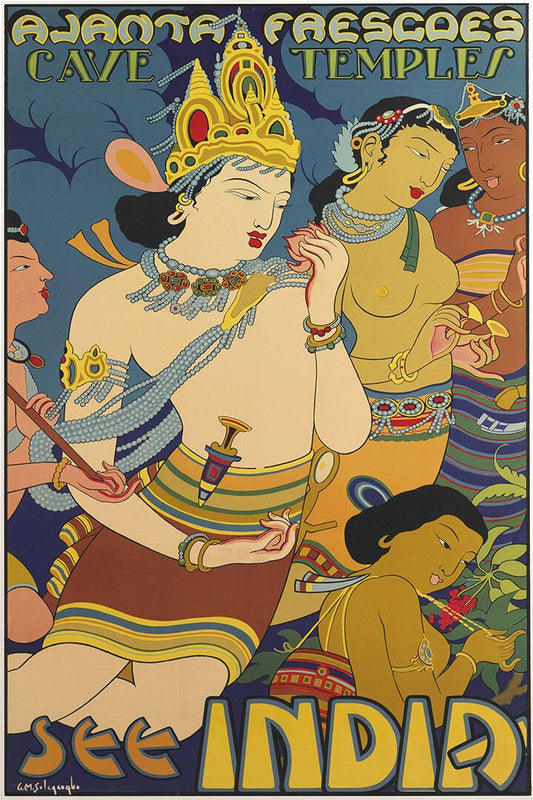 The Cave Temples And Ajanta Frescoes1930S Indian Travel Jigsaw Puzzle