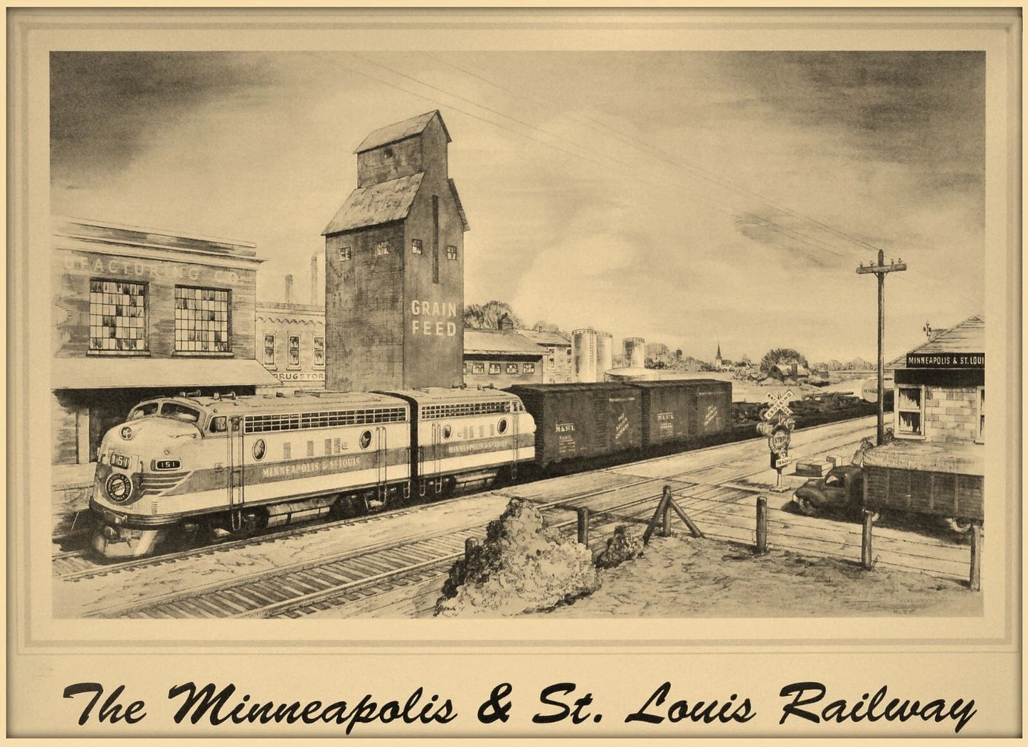 The Minneapolis And St. Louis Railway Train Retro Ad Sepia Picture Photo
