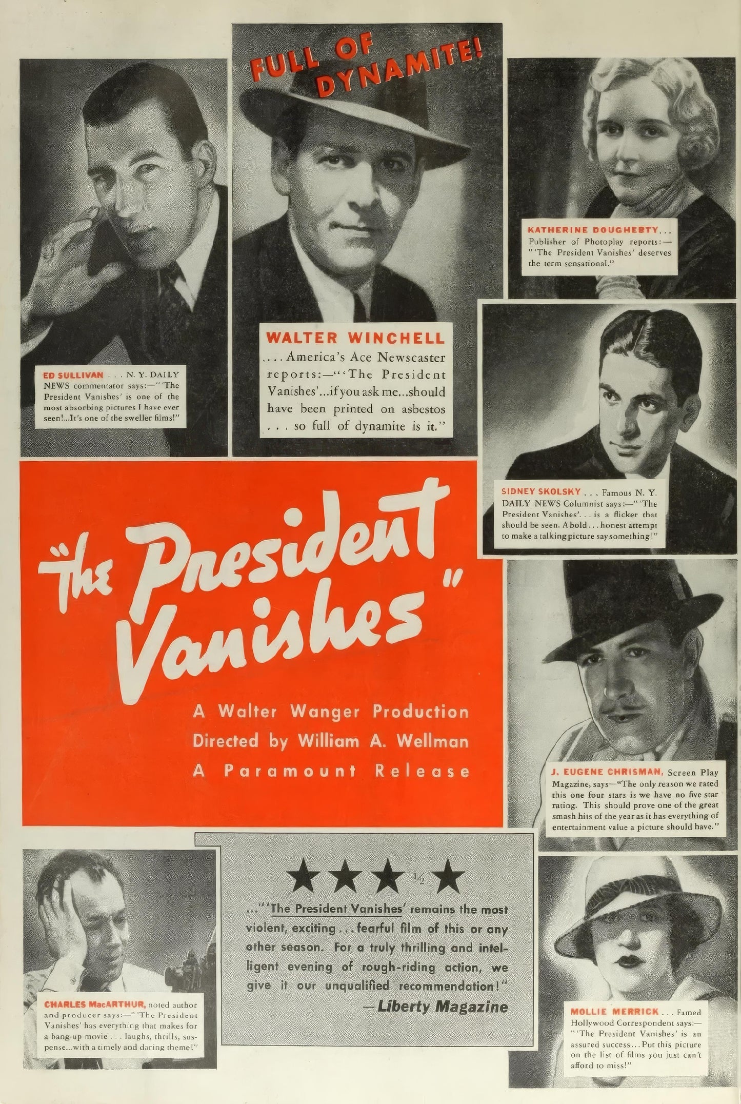 The President Vanishes (1934) Movie Magnet
