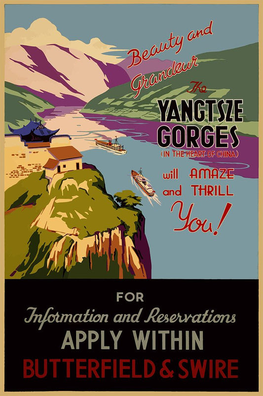 The Yangtsze Gorges Of China 1930S Vintage Style Travel Jigsaw Puzzle