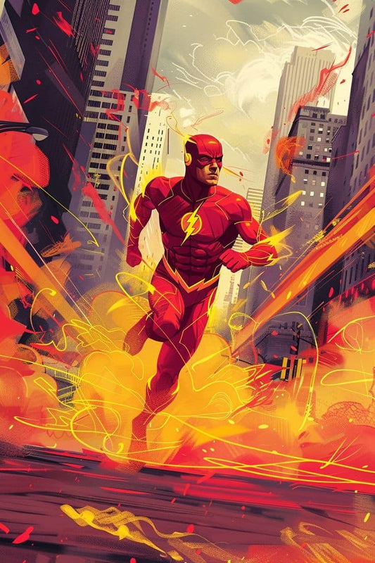 Theflashrunningurbanscene Print Poster