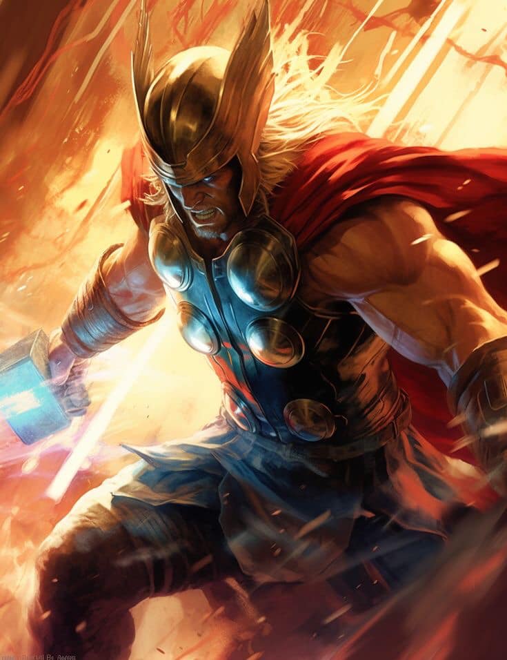 Thor Action Illustration Print Poster