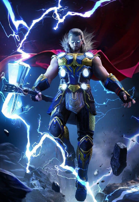 Thor Action Pose Lightning Print Poster