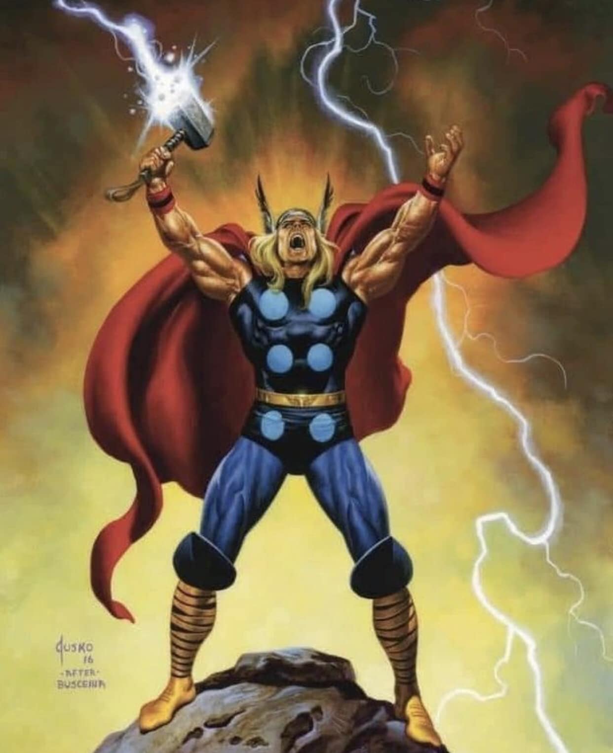 Thor Heroic Pose Lighting Battle Jigsaw Puzzle