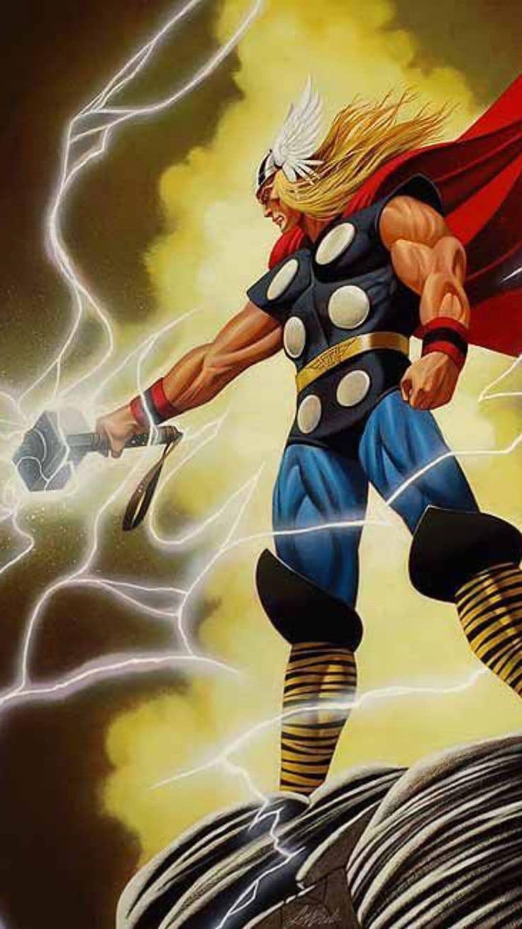 Thor Heroic Pose Lightning Art Jigsaw Puzzle
