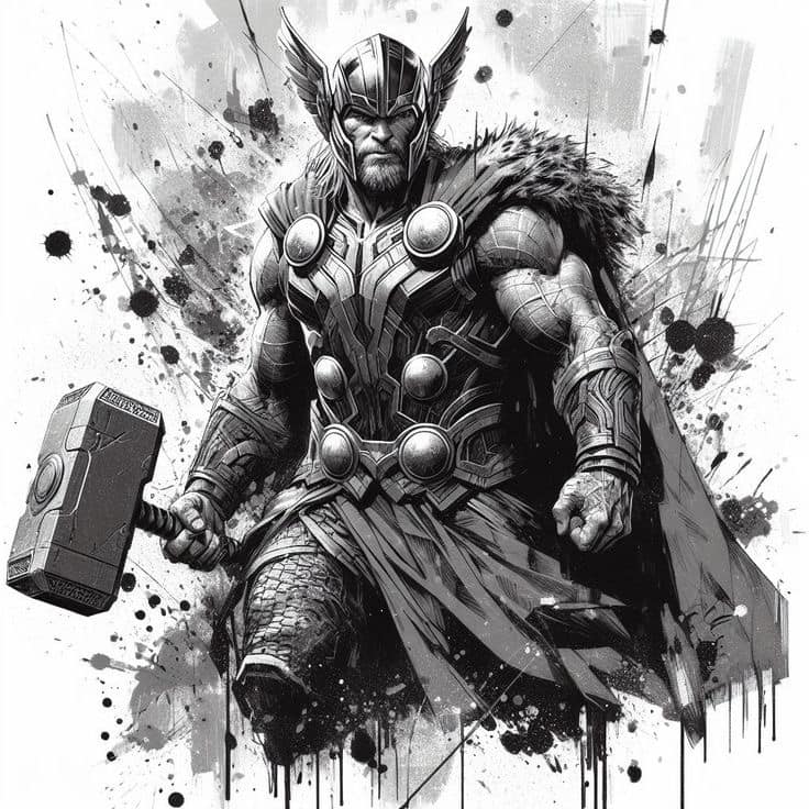 Thor Illustration Hero Print Poster