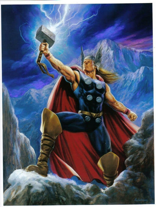 Thor Mjolnir Lightning Mountain Print Poster
