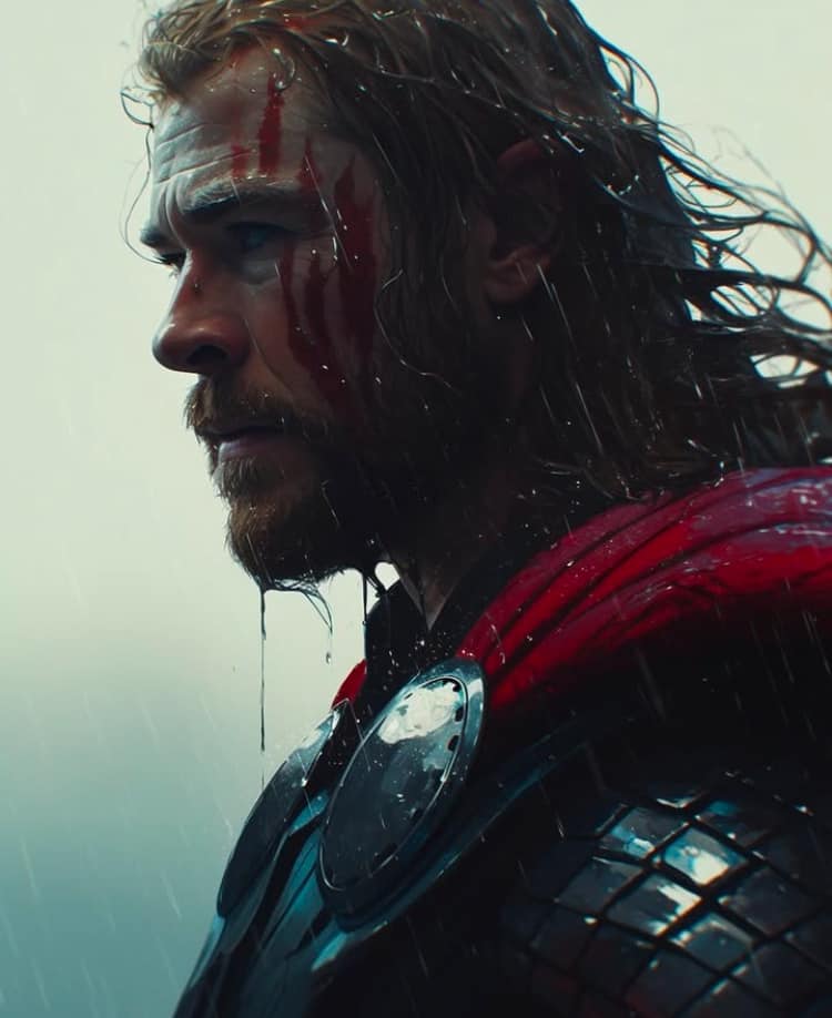 Thor Profile Rain Print Poster