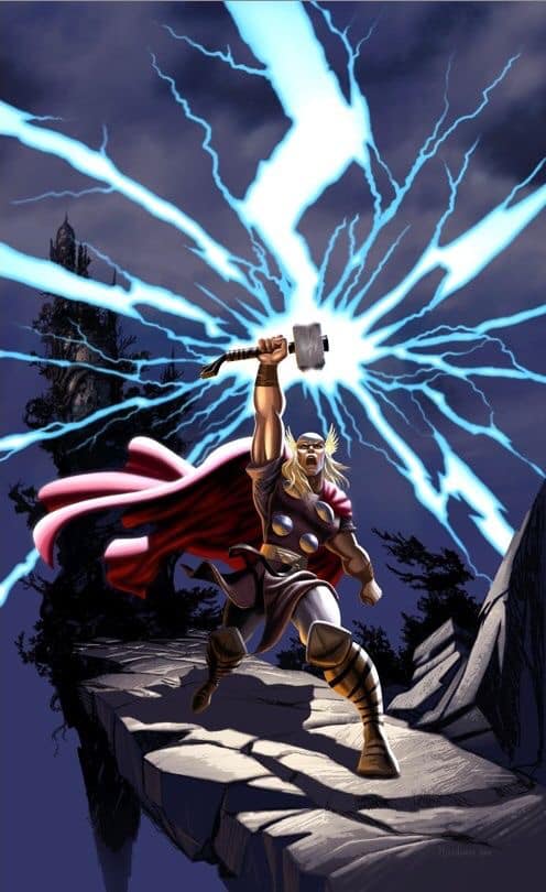 Thor Striking Thunder Print Poster