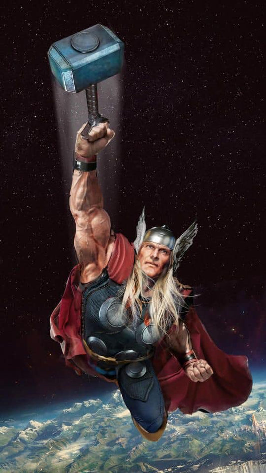 Thor Superhero Flying Mjolnir Print Poster