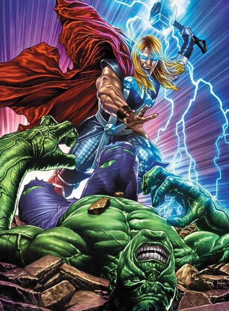 Thor Vs Hulk Battle Art Print Poster